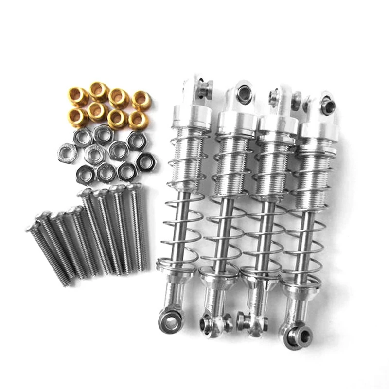 

4Pcs Shock Absorber Damper Silver With Metal Pull Rod Base Seat Axle Up Servo Bracket Mountsilver