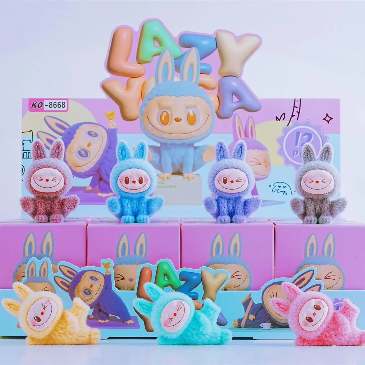 LABUBU labubu милый мультфильм сидящая и лежащая плюшевая кукла орнамент слепая