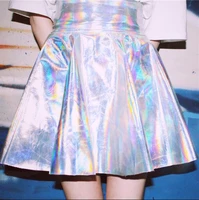 holographic skirt nightclub dance mini skirt silver girls pleated