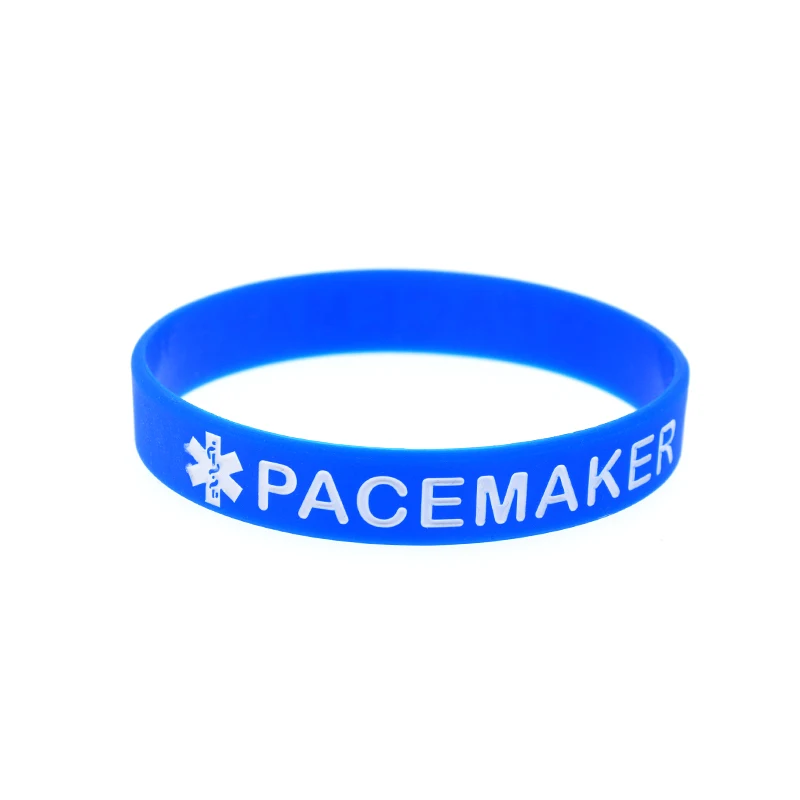 Силиконовый браслет для кардиостимулятора, 6 цветов, размер для взрослых, с гравировкой логотипа, 1 шт.