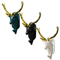 decorative deer head wall hook punch free coat key hooks plating detachable antler decor animal hanger wall sculpture