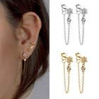ISUEVA блестящее Серебро золотое покрытие с кисточками пирсинг уха кубический циркон в форме цветка на цепочке, серьги-гвоздики для женщин подарок ювелирные изделия