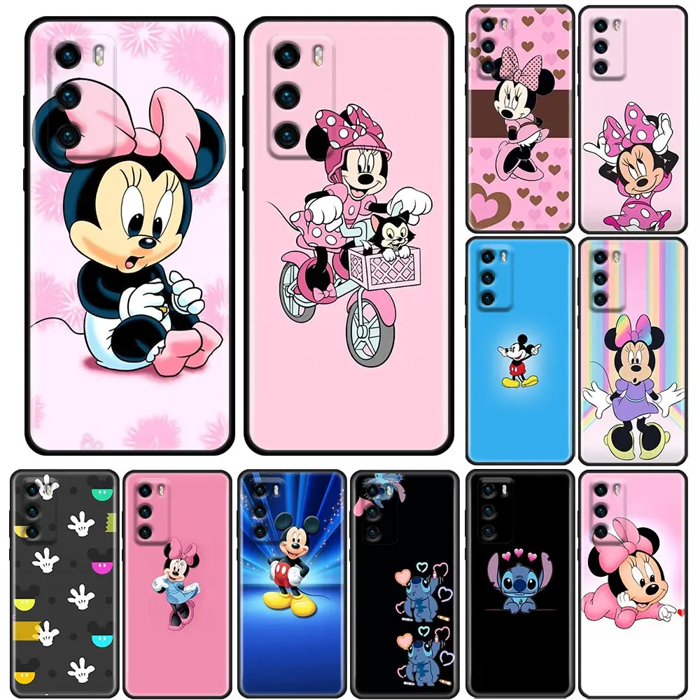 

Phone Case for Huawei P10 P20 P30 P40 P50 P50E P Smart 2021 Pro Lite 5G Plus Soft Silicone Case Cover Anime Mickey Minnie Mouse