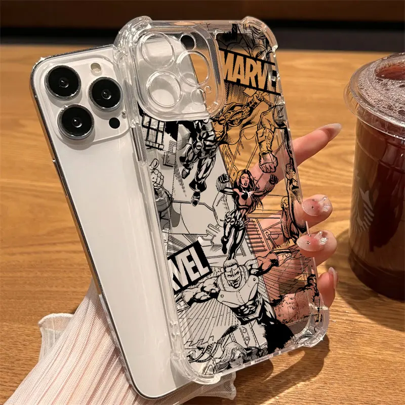 Фото Прозрачный чехол Marvel Super Hero Cool Comics для iPhone 17, 16, 15, 14, 13, 12, 11 Pro Max, 16e, 17e, Air, 13, 15 Plus, XS, XR, X, 7, 8 №3