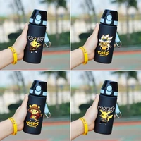 anime pokemon pikachu sports water bottle outdoor cartoon water bottle with straw plastic portable water cup car office cup
