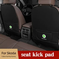 pu leather anti child kick pad for skoda fabia kamiq karoq kodiaq waterproof seat back protector cover anti mud dirt tool