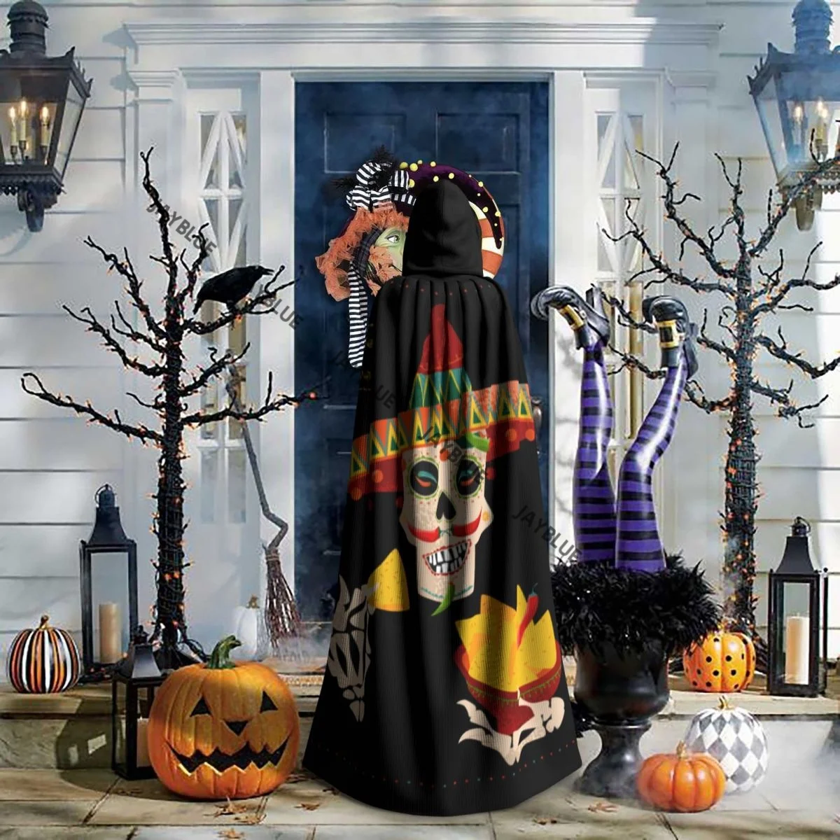 Унисекс для взрослых улыбающийся мексиканский череп с пепером Хаalapeno плащ усами