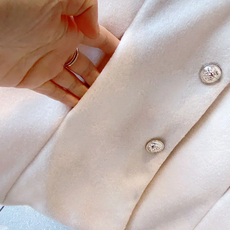 Пальто для девочек зимнее теплое шерстяное однобортное пальто с бантом модная