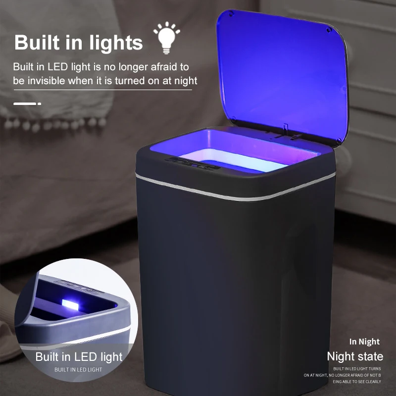 

16L 360° Smart Sensor Trash Can UV Disinfection Deodorant Waterproof Trash Can Kitchen Bathroom Garbage Bin Office Wastebasket