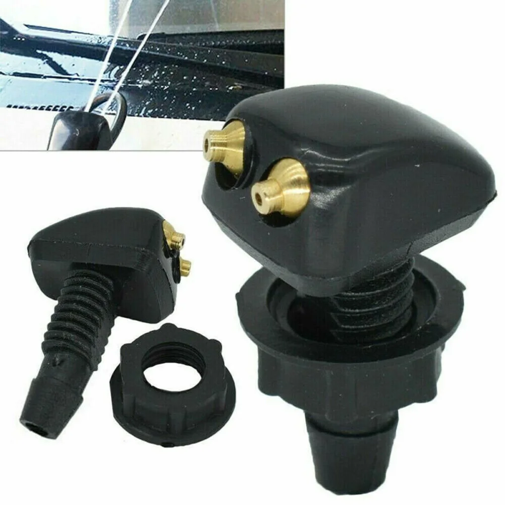 

2 Pcs Dual Holes Adjustable Car Windshield Washer Nozzles Wiper Water Spray Jet ABS Spout Cover Washer Outlet Wiper Nozzle