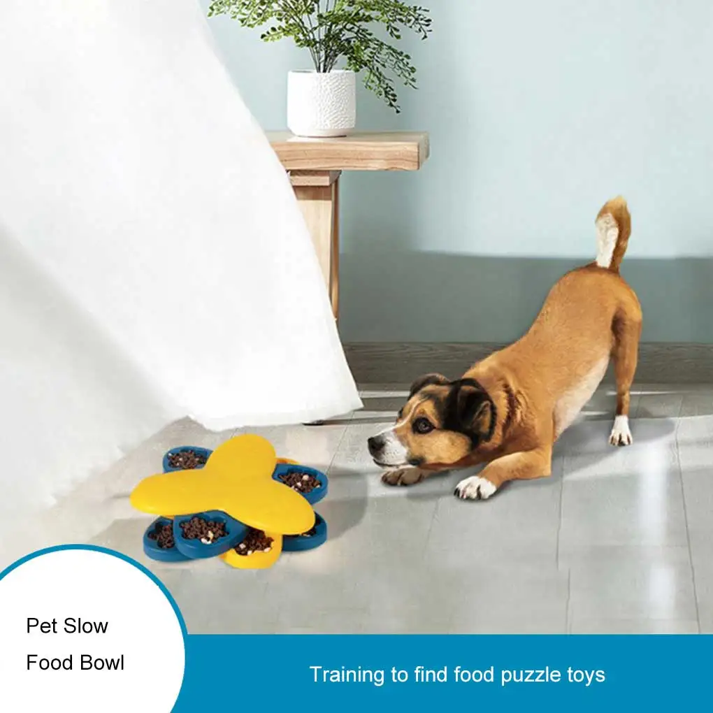 

Миска для домашних животных, регулируемая Интерактивная кормушка для медленного кормления, многослойная синяя, для кормления питомцев