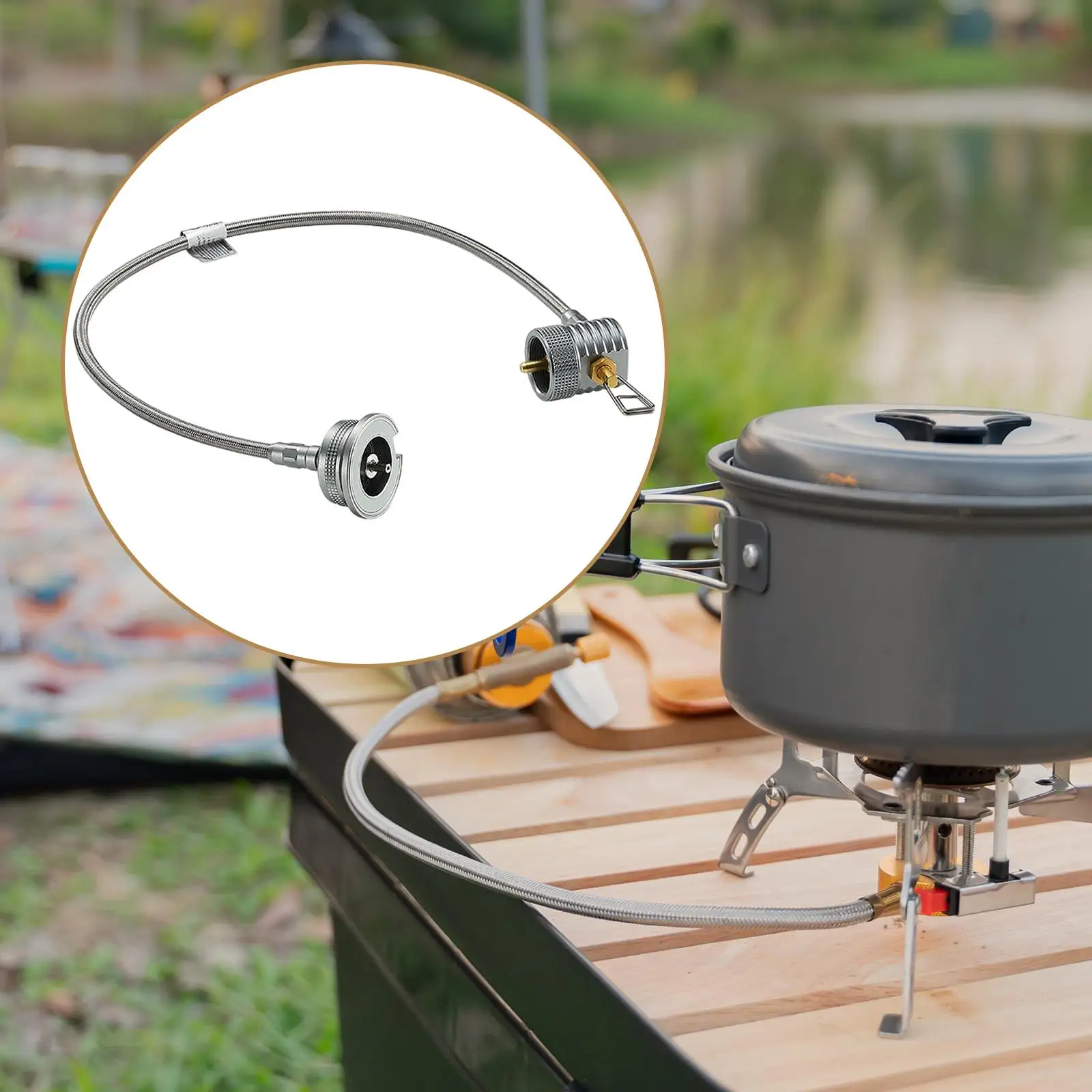 Propane Adapter Hose, Converter Fittings with Valve Adjustable Propane Tank Extension Hose for Cooking RV Turkey Cooker Heater