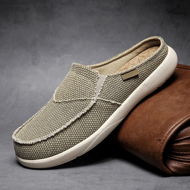 

Spring Summer Half Shoes For Man Comfortable Driving Loafers Men Denim Canvas Casual Shoes Men Flats Sneakers Large Size 39-47