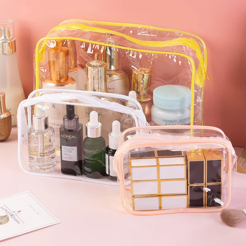 

New PVC Women's Zipper Clear Makeup Bags Transparent Cosmetic Bag Beauty Case Travel Organizer Storage Bath Toiletry Wash Bags