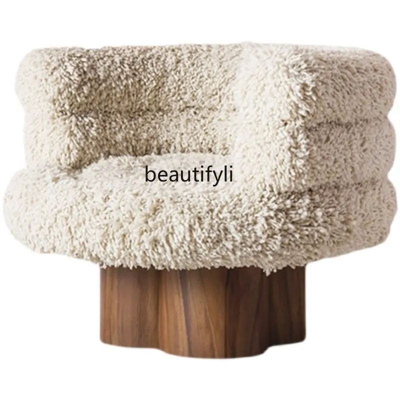 

Nordic Light Luxury Woolen Ring Leisure Chair round Chair Retro Living Room Couch Modern Minimalist Style bedroom chair