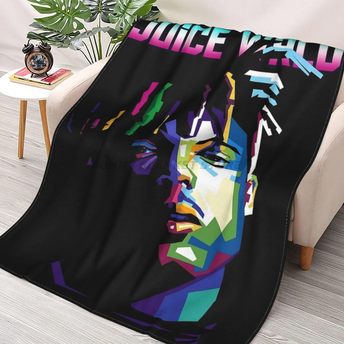 

Juice WRLD Wpap Colorful Throws Blankets Collage Flannel Ultra-Soft Warm picnic blanket bedspread on the bed
