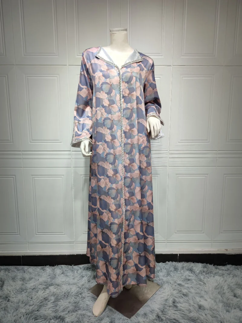 Eid Elegant Muslim Women Abaya Dress Party Lapel Ramadan Mubarak Diamond Modest Abayas Dubai Islam Robe Caftan Maxi Vestido 2023