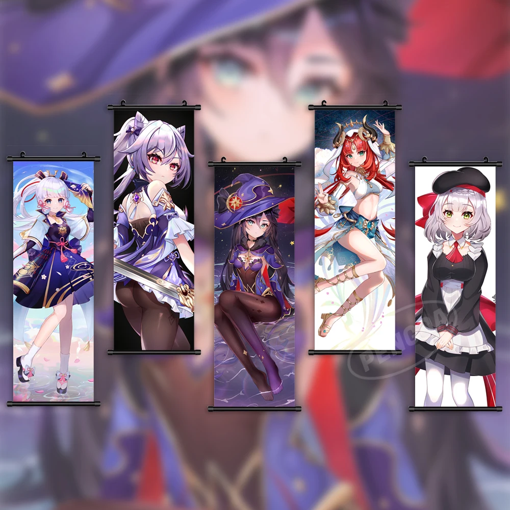 

Настенная картина Genshin Impact Wall Noelle художественная картина свиток Kamisato Ayaka печать Keqing Холст плакат домашний декор для гостиной