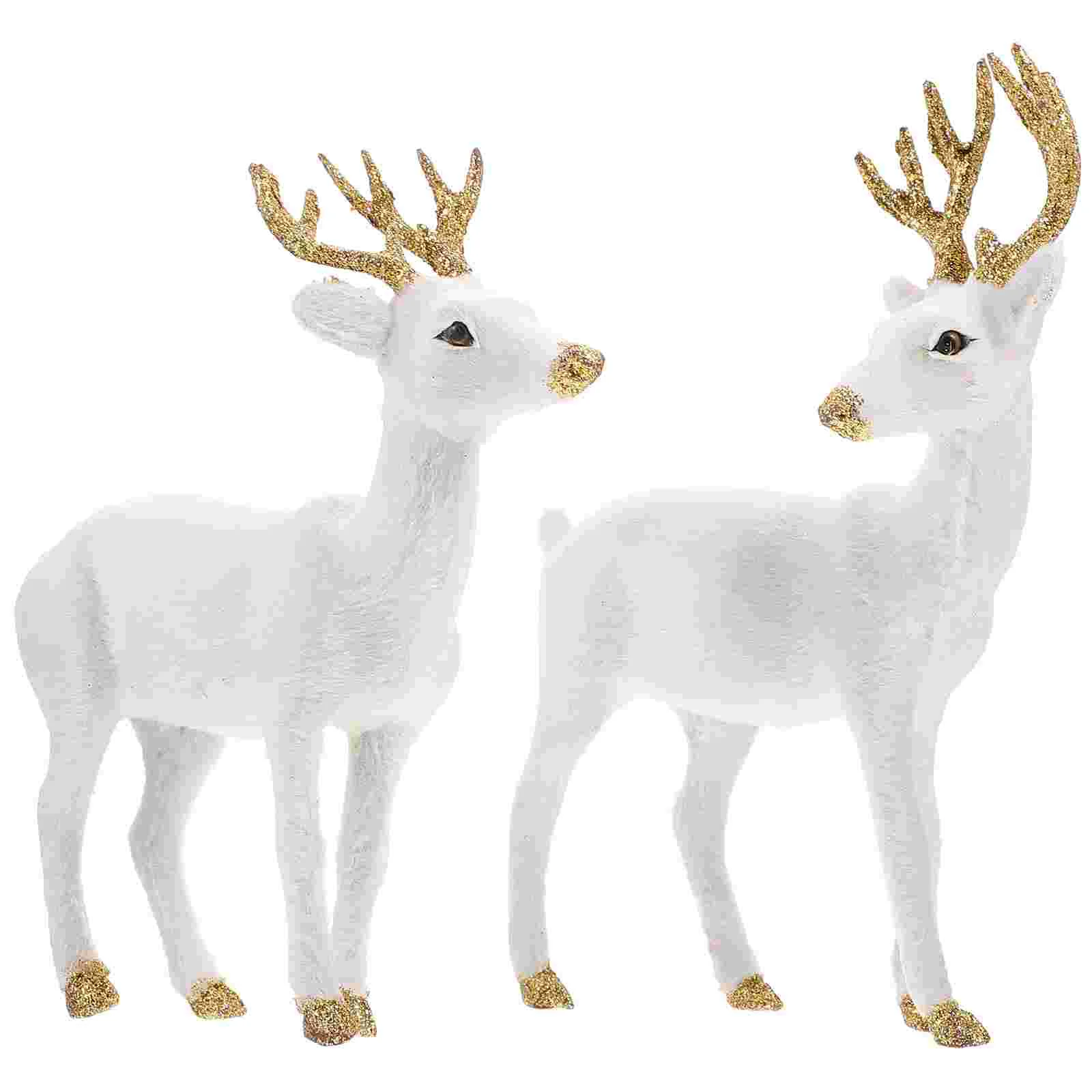 

2 Pcs Simulated Sika Deer Mini Plastic Animals Shape Handicraft Simulation Plush Figure Decors Lovers Room Figurine