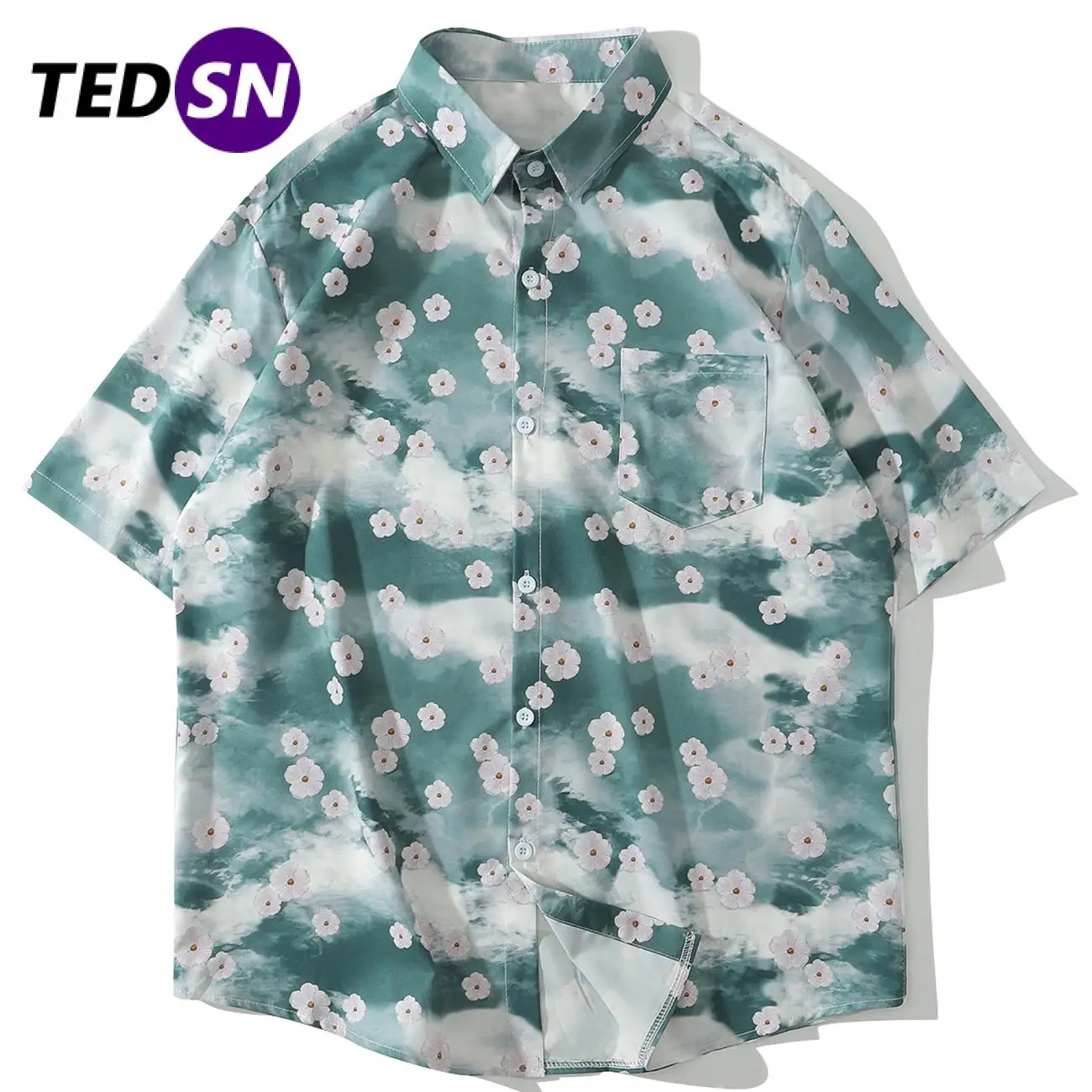 

Hip Hop Flowers Floral Shirts Men 2020 Summer Harajuku Oversize Streetwear Short Sleeve Tops Hawaiian Beach Shirts