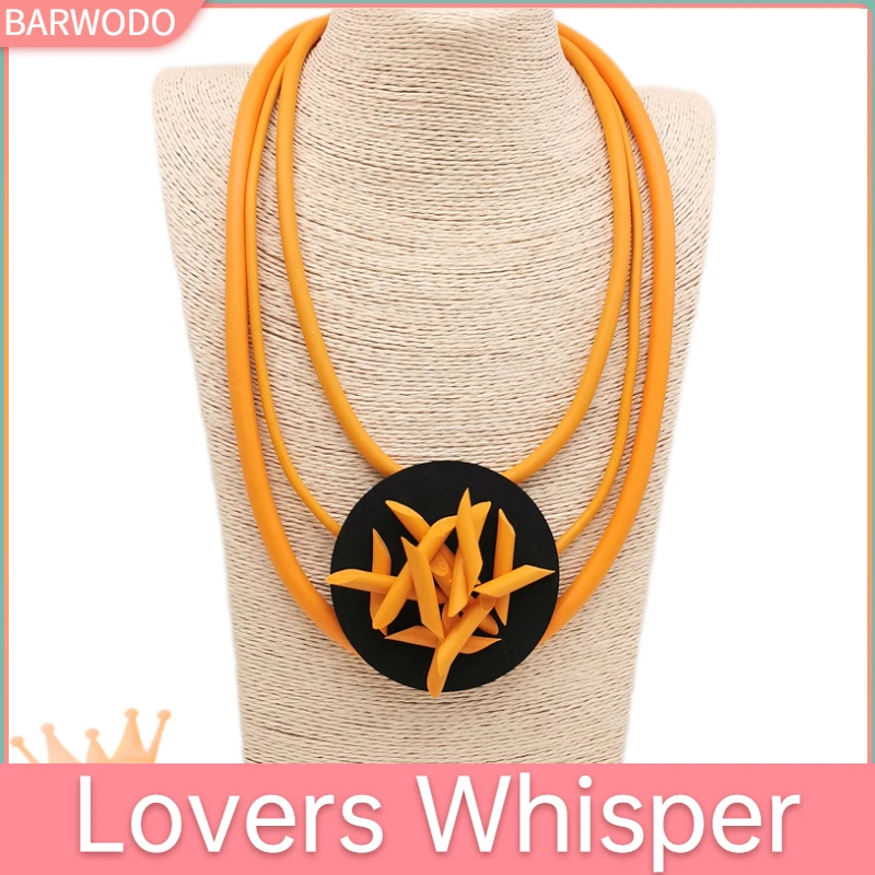 

BARWODO New Vintage Necklace For Women Bridesmaid Gift Pendants Gothic Jewelry Handmade Rubber Layered Chain Statement Necklace