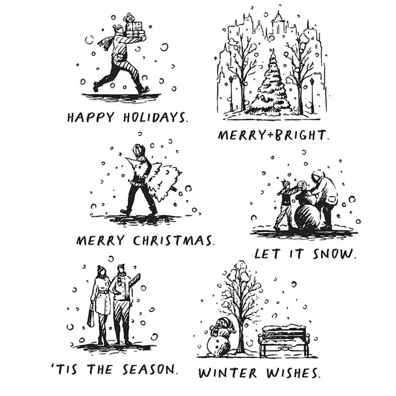 

Праздничные скетчбуки, прозрачные штампы, рождественские резиновые штампы для «сделай сам», скрапбукинг, страницы, журналы, планировщик, со...