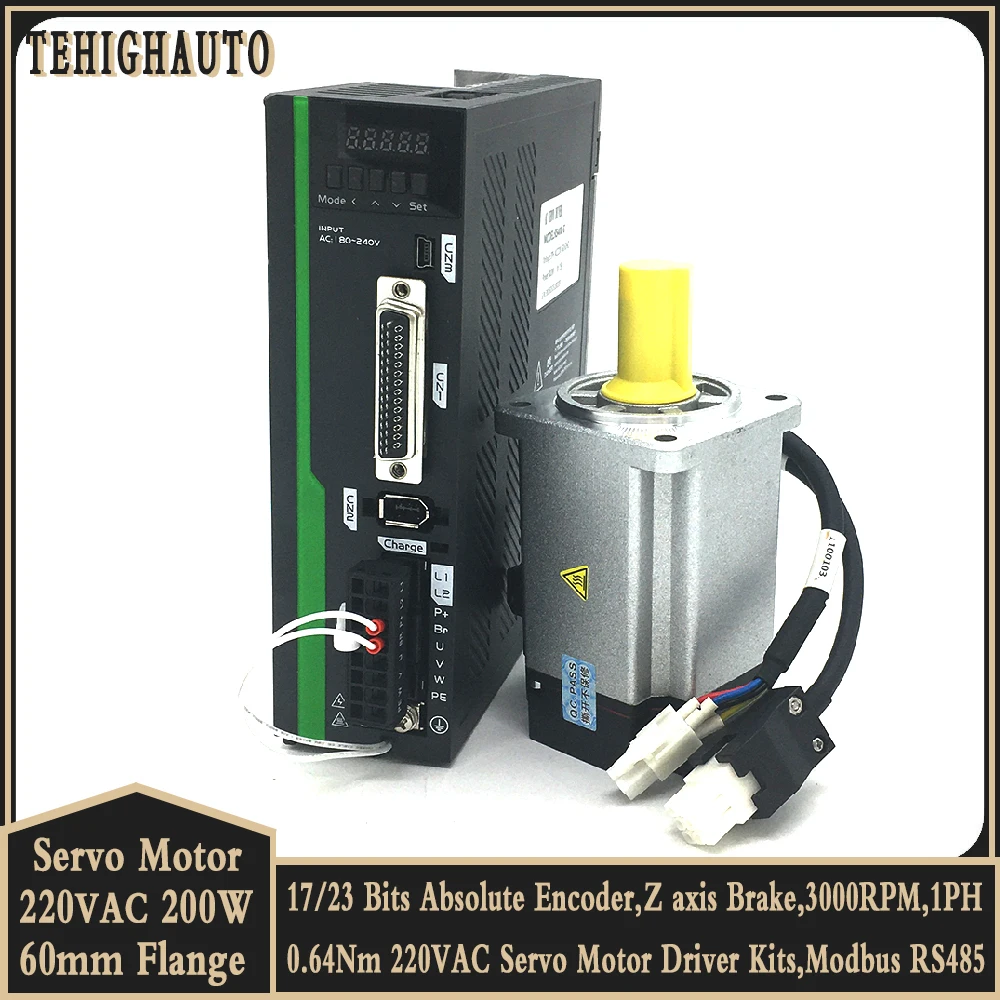 

Сервомотор переменного тока 200 Вт, 60 мм, 220 В, 3000 бит, 200 нм, об/мин