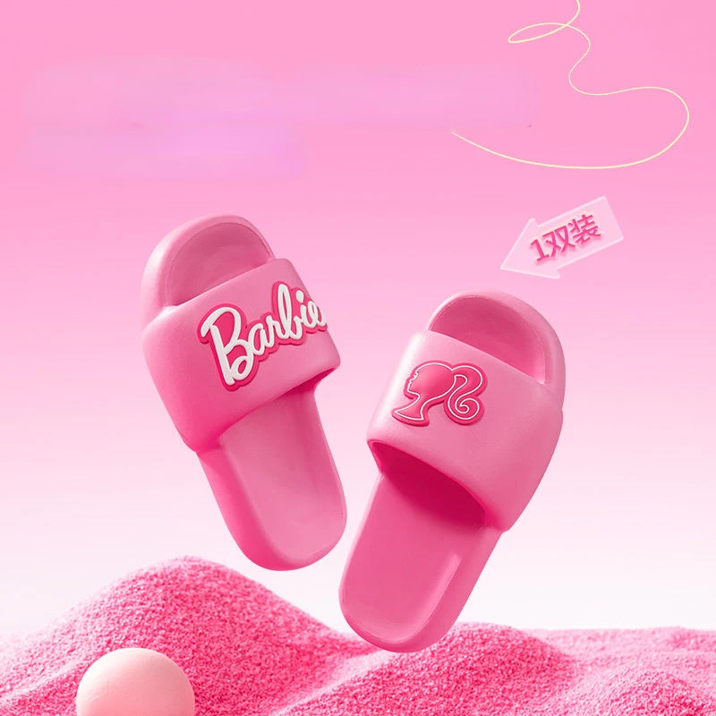 

Female Miniso Barbie Kawaii Pink Slippers Cartoon Princess Flip Flop Sandals Thick Bottom Beach Non-Slip Slippers Girls Gifts