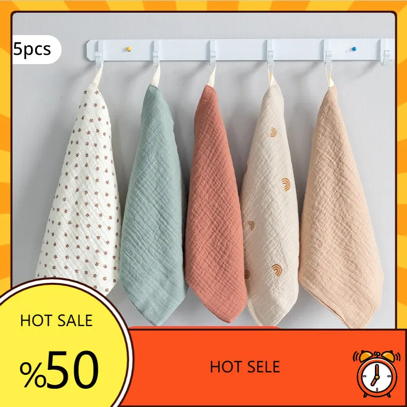 

3/5Pcs Baby Towel Feeding Towel Saliva Towel Four Layer 100% Cotton Muslin Square Towel Solid Newborn Boys Girls Handkerchief