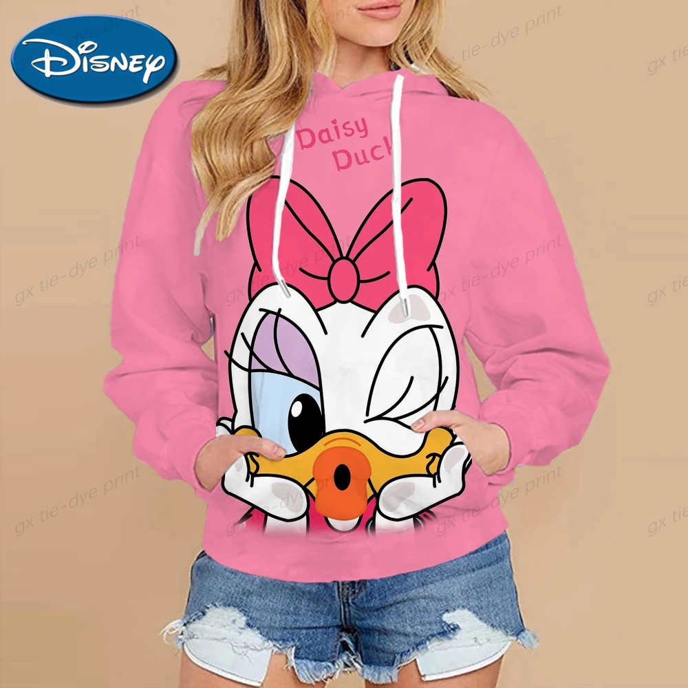 

Harajuku Hoodies Women Disney Donald Duck Minnie Mickey Long Sleeve Pockets Sweatshirts Autumn Men Casual Anime Hoodie Sudadera