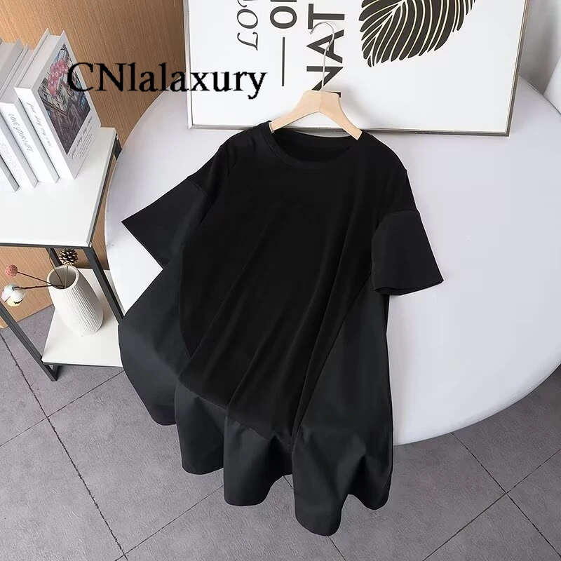 CNlalaxury женское 2024 летнее Новое модное Повседневное платье с коротким рукавом