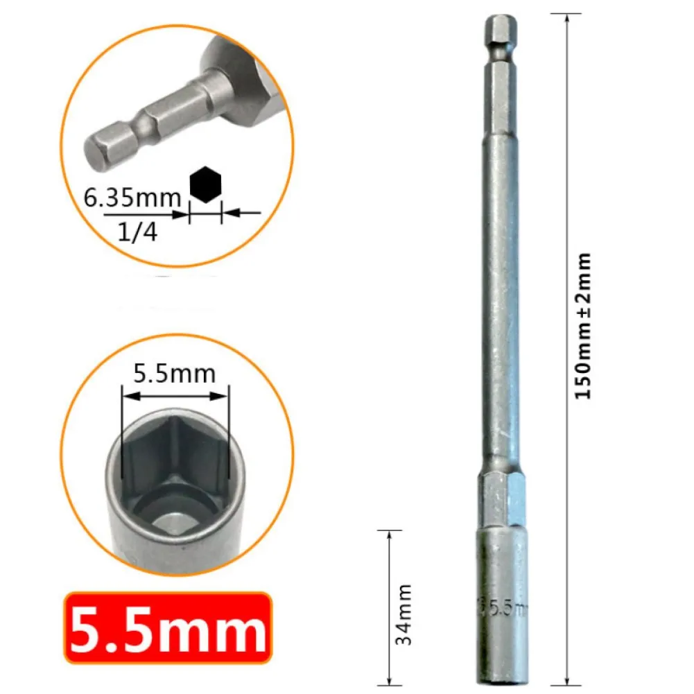 

Carpentry Socket Wrench 150mm 1PC Chrome Vanadium Steel Driver Drill Bit Extension Sleeve Hexagon Nut For Motorcycle Bicycle Car