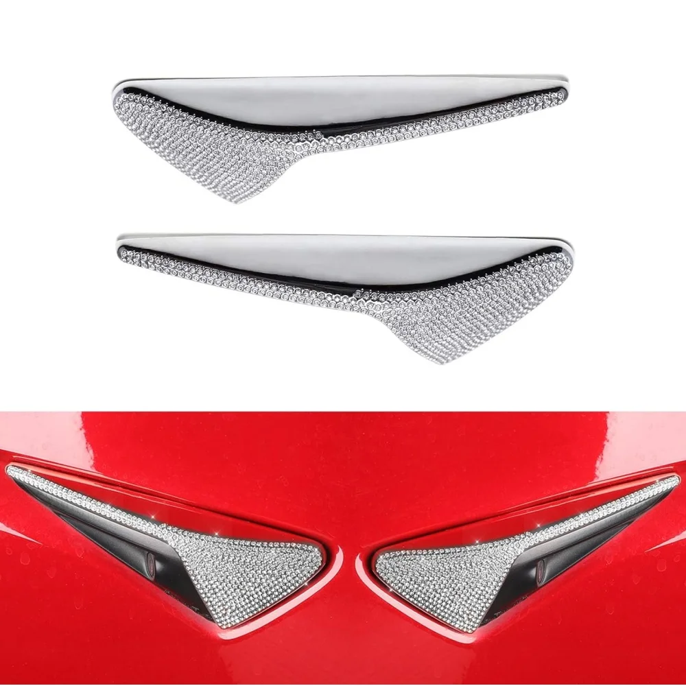 Фото Для 2017-2023 Tesla Model 3/2020-2023.6 Tesla Model Y HW3.0 Защитная крышка боковой камеры Украшение Bling Bedazzled Crystal №1