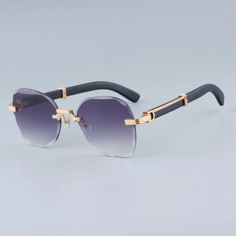 0520S большие круглые солнцезащитные очки неправильной формы с деревянной ручкой