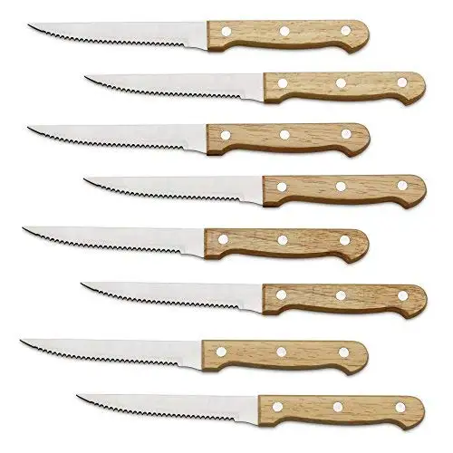 

Набор кухонных ножей для стейка 4/6/8 шт., прочные ножи для стейка из нержавеющей стали 5 дюймов, высокопрочный инструмент для приготовления пищи, нож для хлеба с коробкой