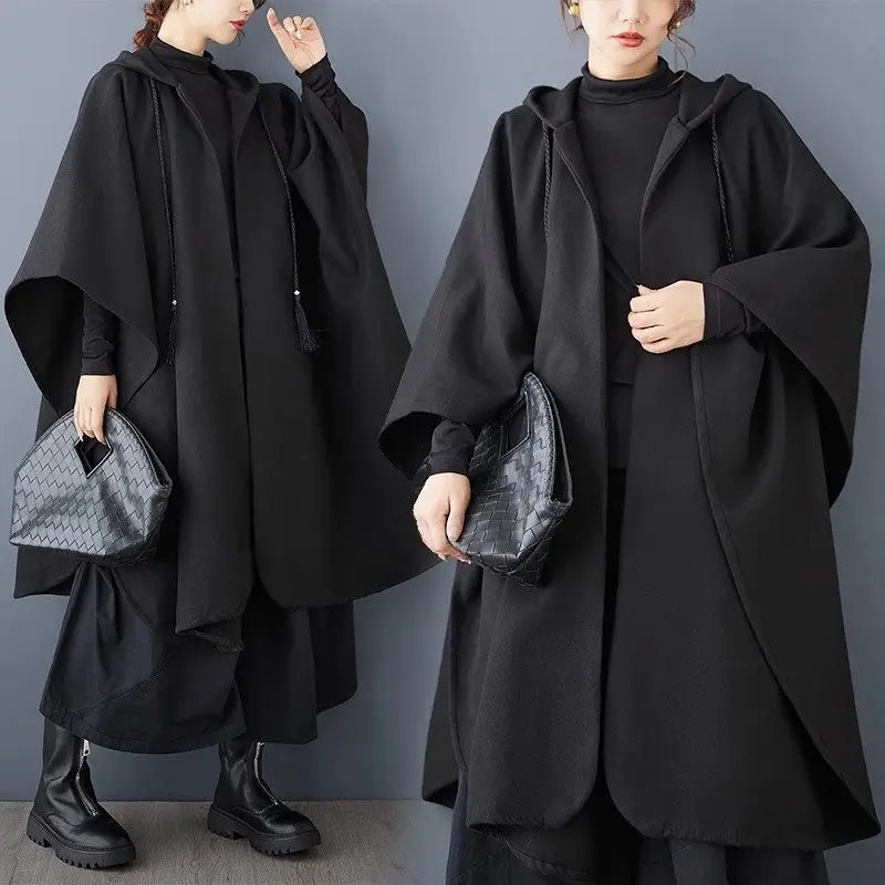 Ветровка 2024 осень и зима новая свободная накидка большого размера темная