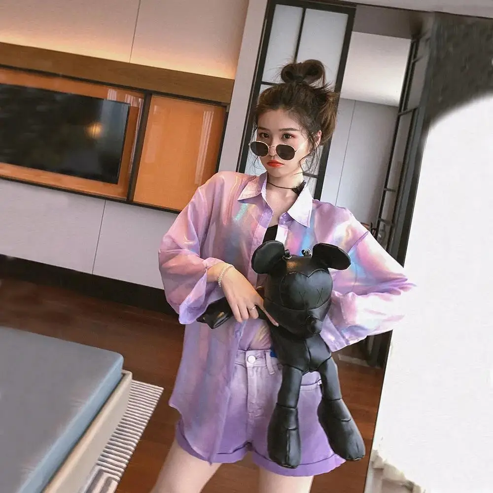 Women's Denim Shorts Tie Dye Jeans Mini Cute Pink Short Pants for Woman To Wear Kawaii Offer Free Shipping Outdoor Aesthetic Hot