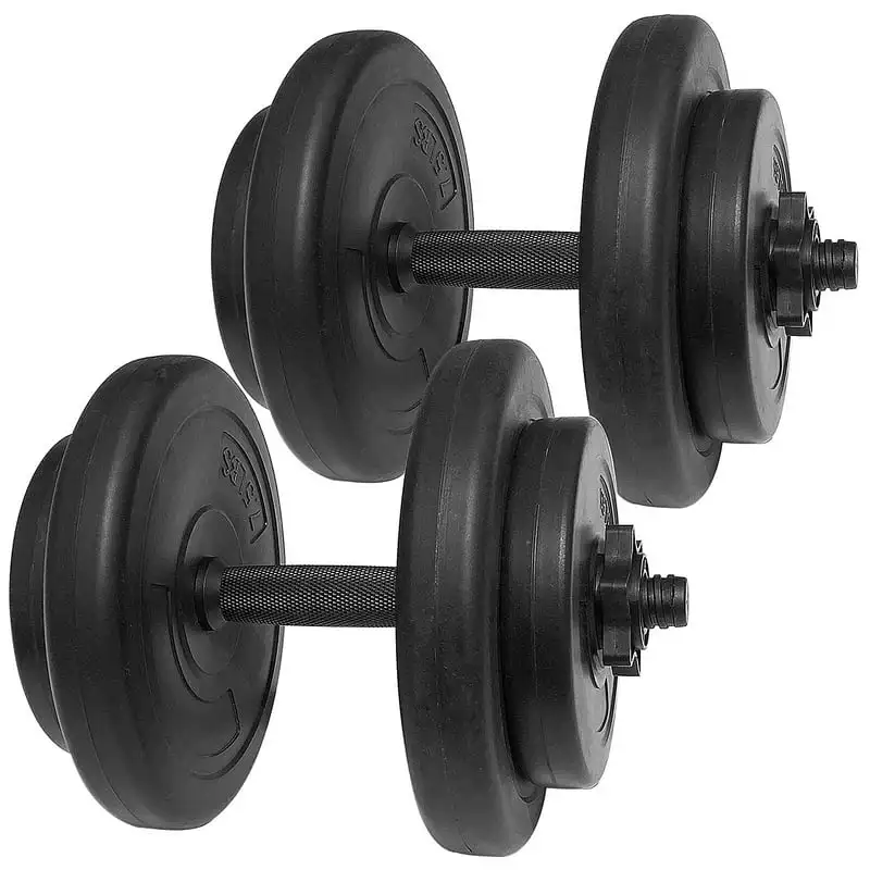 

Vinyl Dumbbell Set, 40 lbs (20 lbs Pair), Black Dumbbell set gym equipment Dumbbell pairs Kettlebell Gym sets Cornhole Cornhole