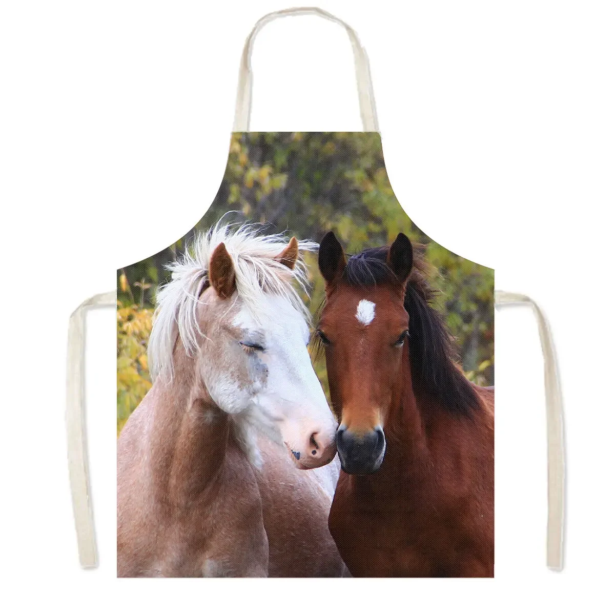 

Льняной фартук с принтом лошади CN Fujian