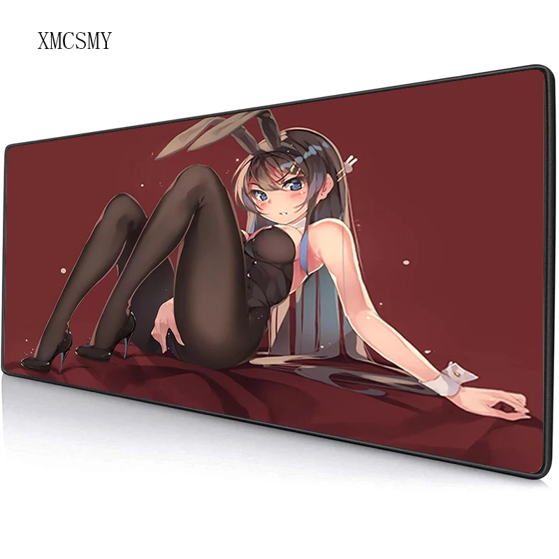 Anime Sexy Mouse Pad Sakurajima Linen Cheap Pc Gamer Gaming Accessories Kawaii Large Mousepad Xxl Cartoon Extended Keyboard Mats