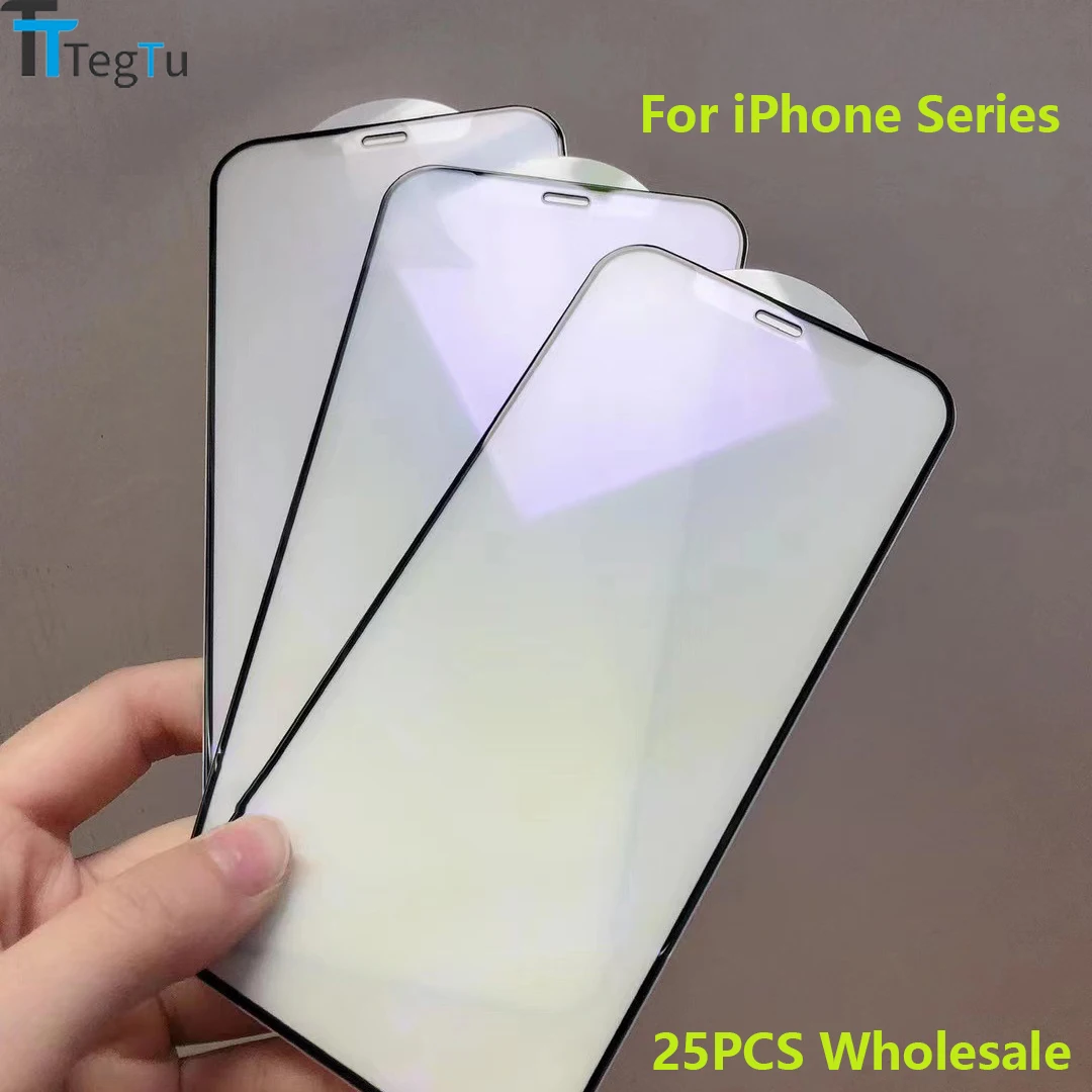 

Матовая фиолетовая закаленная пленка для iPhone14 13 12 11 Pro Max XsMax XR XS 7 8Plus, 25 шт., закаленная защитная пленка на весь экран