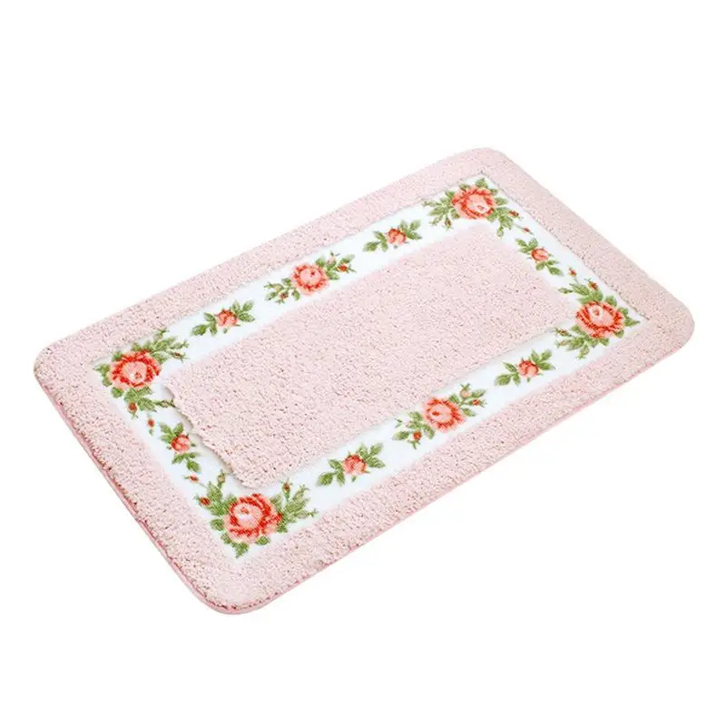 

Floral Bathroom Rug Pretty Floral Rural Style Romantic Rose Flower Rug Non-Slip Shower Mat Door Mat Kitchen Furry Mat Rugs