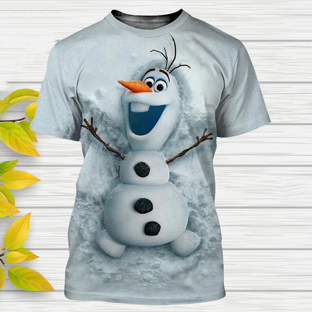 Funny Disney T-Shirts Frozen Cartoon Anime Olaf 3D Print Streetwear Men Women Fashion Oversized T Shirt Kids Boy Girl Tees Tops