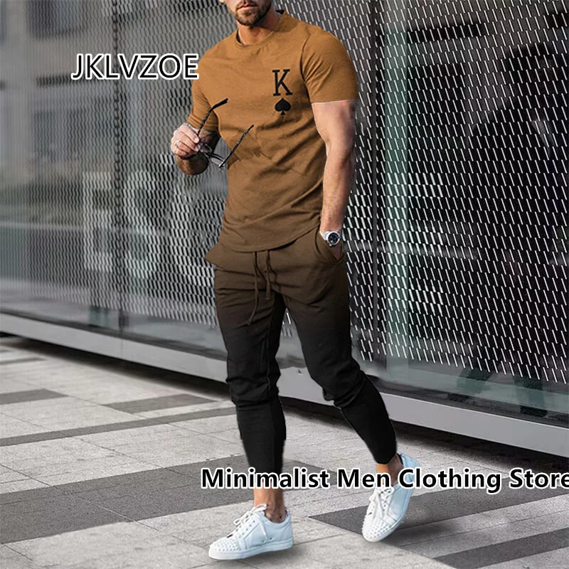 Summer Sportwear Suit Short Sleeve T Shirt Long Pants 2 Piece Sets Men Tracksuit 3D Printed Casual Street Oversized Clothes