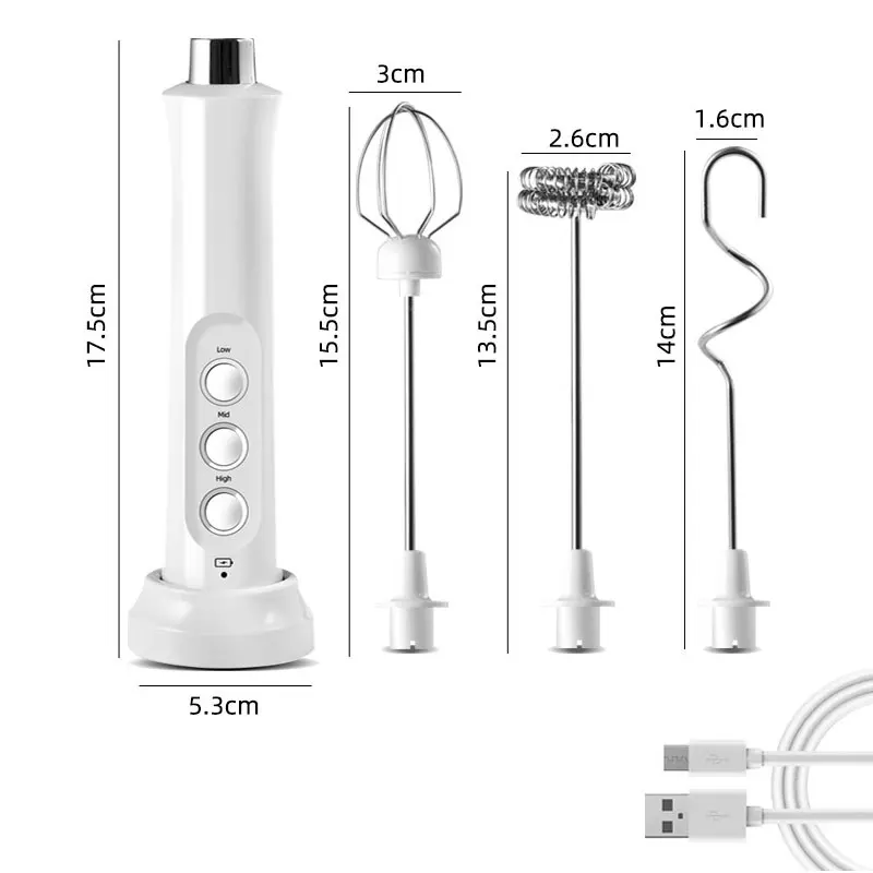 

3 In 1 Portable Rechargeable Electric Milk Frother Foam Maker Handheld Foamer High Speeds Drink Mixer Coffee Frothing Wand