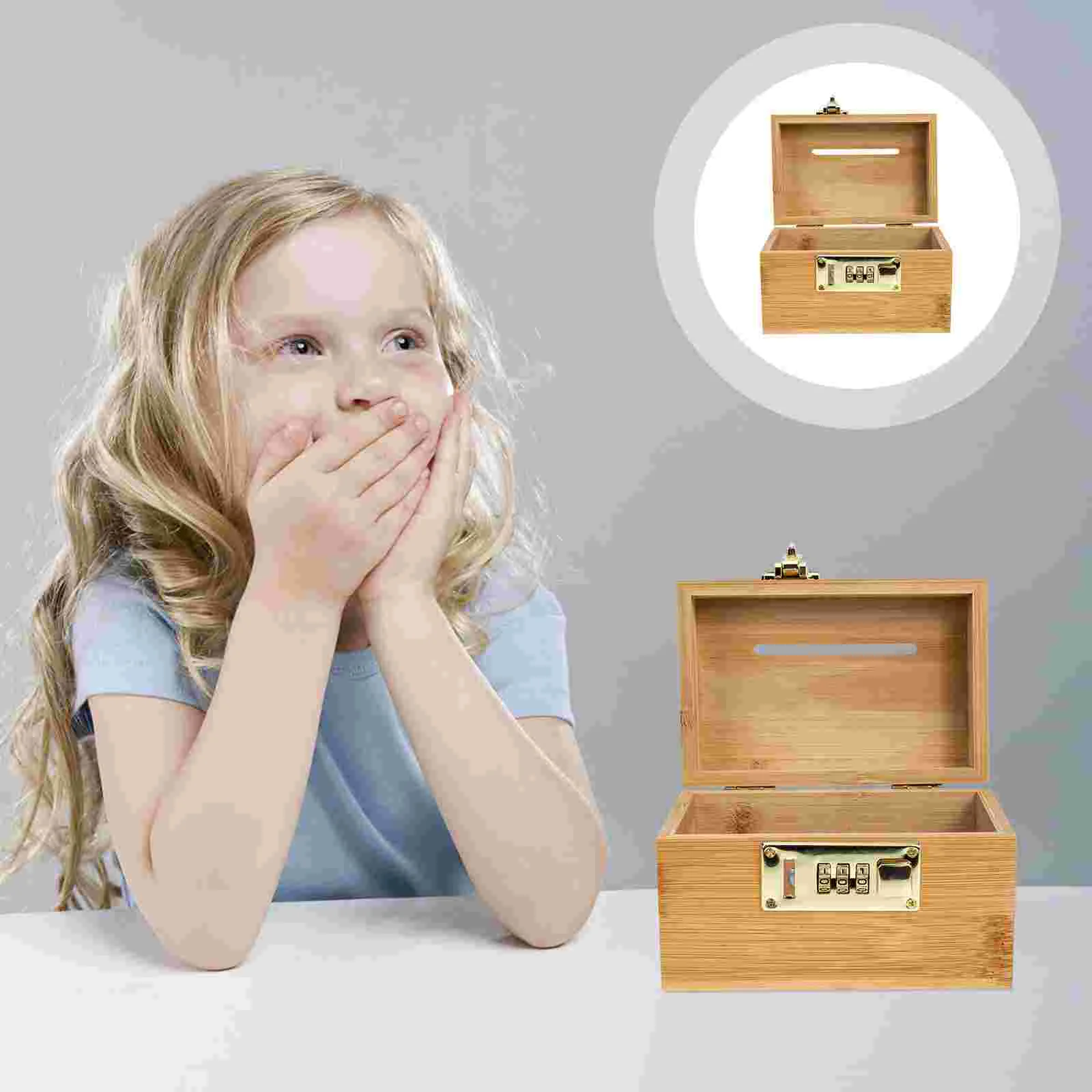 

Box Bank Piggywoodenlock Treasure Money Cash Wood Storagejewelry Decorative Saving Kids Case Banks Keepsake Trinket Pot