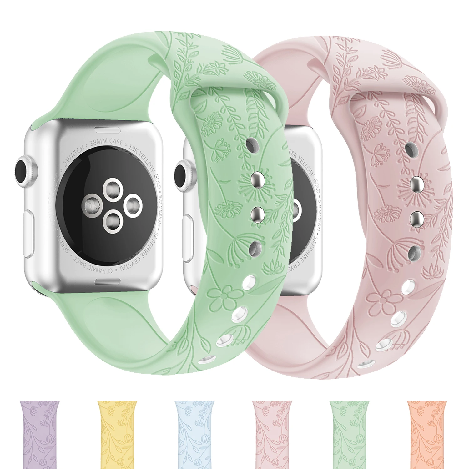 

Ремешок силиконовый для Apple Watch band 41 мм 45 мм 44 мм 40 мм 42 мм 38 мм 45 мм, спортивный браслет с принтом для iWatch series 3 4 5 6 se 7