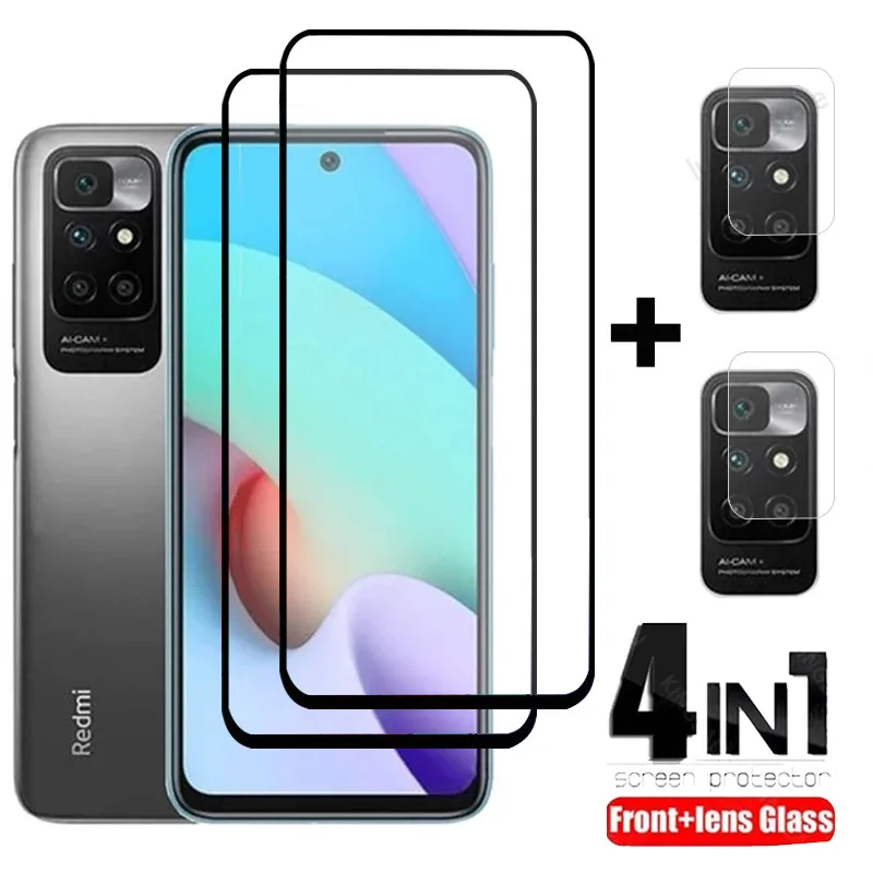 

4 IN 1 Glass for Redmi 10 note 10 pro max 10s 11 pro Camera Lens Tempered Screen Protector for Xiaomi Redmi 10 Note 10 pro Glass