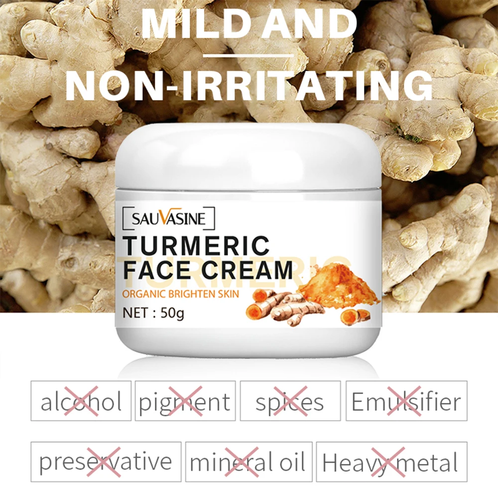 

50g Turmeric Face Cream Turmeric Extract Anti-Aging Skin Firms Fade Dark Spots Fine Lines Nourishes Locks Water Harmless