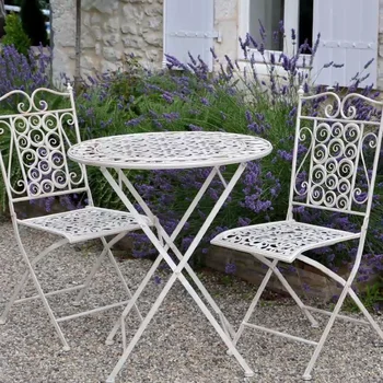 Tables and chairs set for cafes and restaurants Outdoor garden folding wrought iron dining table Furniture set